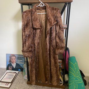 Sable Brown Full Length Shaved Fox Fur Coat